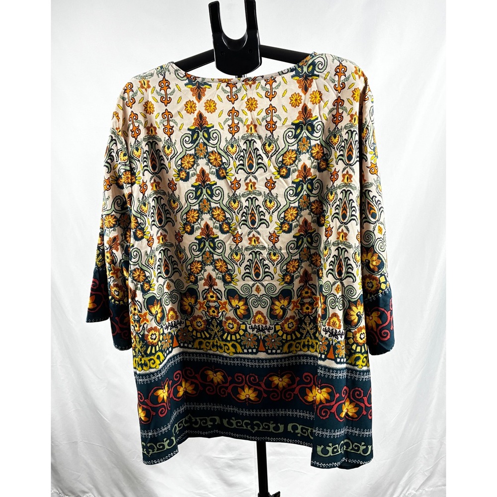 Bloomchic Boho Paisley Floral Lace Up Tunic Top Plus Size 28 NWT Multicolor Folk - Picture 6 of 16